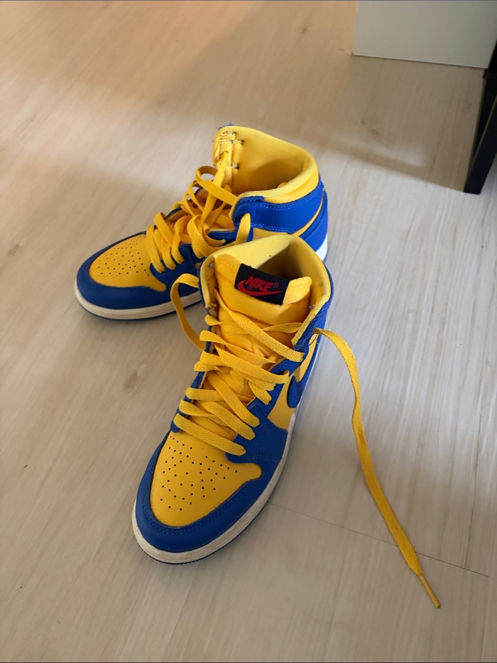 Nike Blue and Yellow High-Top Sneakers
